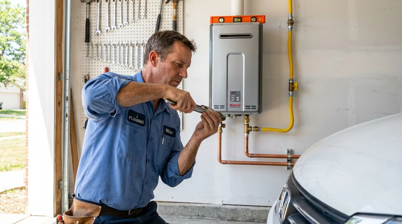 Tankless water heater installation by a Johns Plumbing LLC plumber in Hugoton